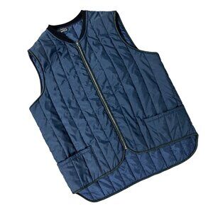 Vintage Vest Sears WorkN Leisure Quilted Nylon Blue Zip Up Pockets Retro 70s XL?